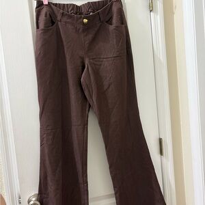 IMAN Brown Stretch Flare Pants
